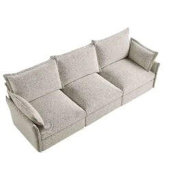 Byron Pillow Edge Mist Grey Boucle Modular Sofa, 3-Seater -Daals Store BOSF 7053 GREY BOU 3ST WB4