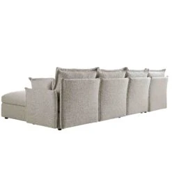 Byron Pillow Edge Mist Grey Boucle Modular Sofa, 4-Seater Chaise -Daals Store BOSF 7053 GREY BOU 4STCHAISE WB7