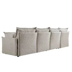 Byron Pillow Edge Mist Grey Boucle Modular Sofa, 4-Seater -Daals Store BOSF 7053 GREY BOU 4ST WB3