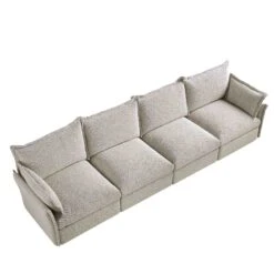 Byron Pillow Edge Mist Grey Boucle Modular Sofa, 4-Seater -Daals Store BOSF 7053 GREY BOU 4ST WB4