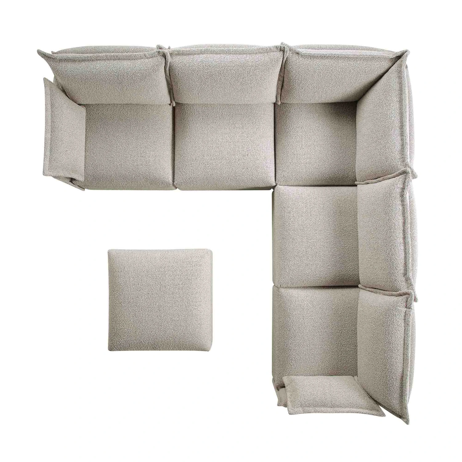 Byron Pillow Edge Mist Grey Boucle Modular Sofa, 5-Seater Corner & Stool Set 8 Byron Pillow Edge Mist Grey Boucle Modular Sofa, 5-Seater Corner & Stool Set - Image 8