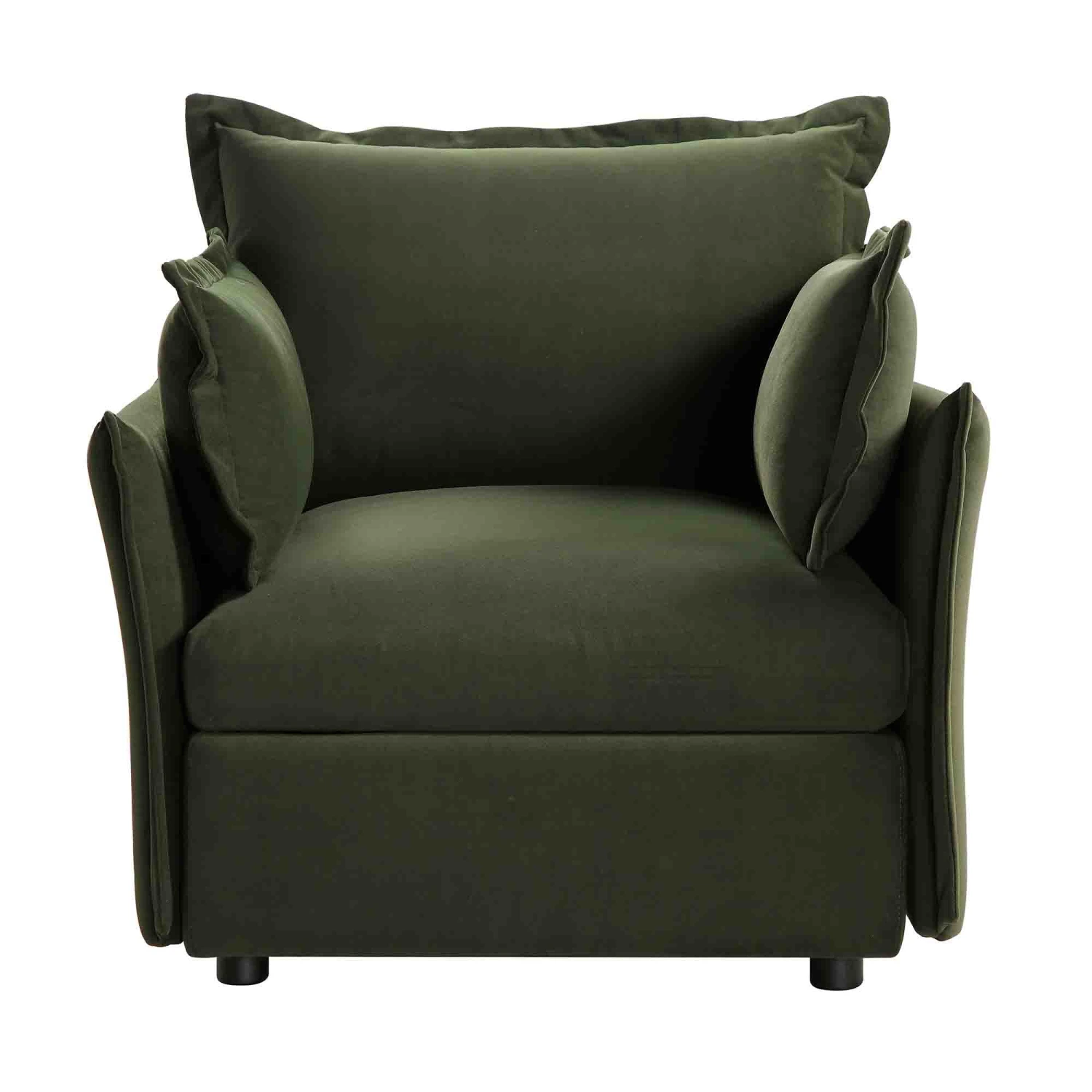 Byron Pillow Edge Moss Green Velvet Modular Sofa, 1-Seater 3 Byron Pillow Edge Moss Green Velvet Modular Sofa, 1-Seater - Image 3