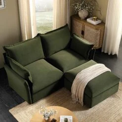 Byron Pillow Edge Moss Green Velvet Modular Sofa, 2-Seater Chaise -Daals Store BOSF 7053 MOSS VEL 2STCHAISE scene2