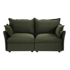 Byron Pillow Edge Moss Green Velvet Modular Sofa, 2-Seater -Daals Store BOSF 7053 MOSS VEL 2ST WB1