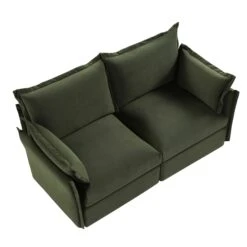 Byron Pillow Edge Moss Green Velvet Modular Sofa, 2-Seater -Daals Store BOSF 7053 MOSS VEL 2ST WB4