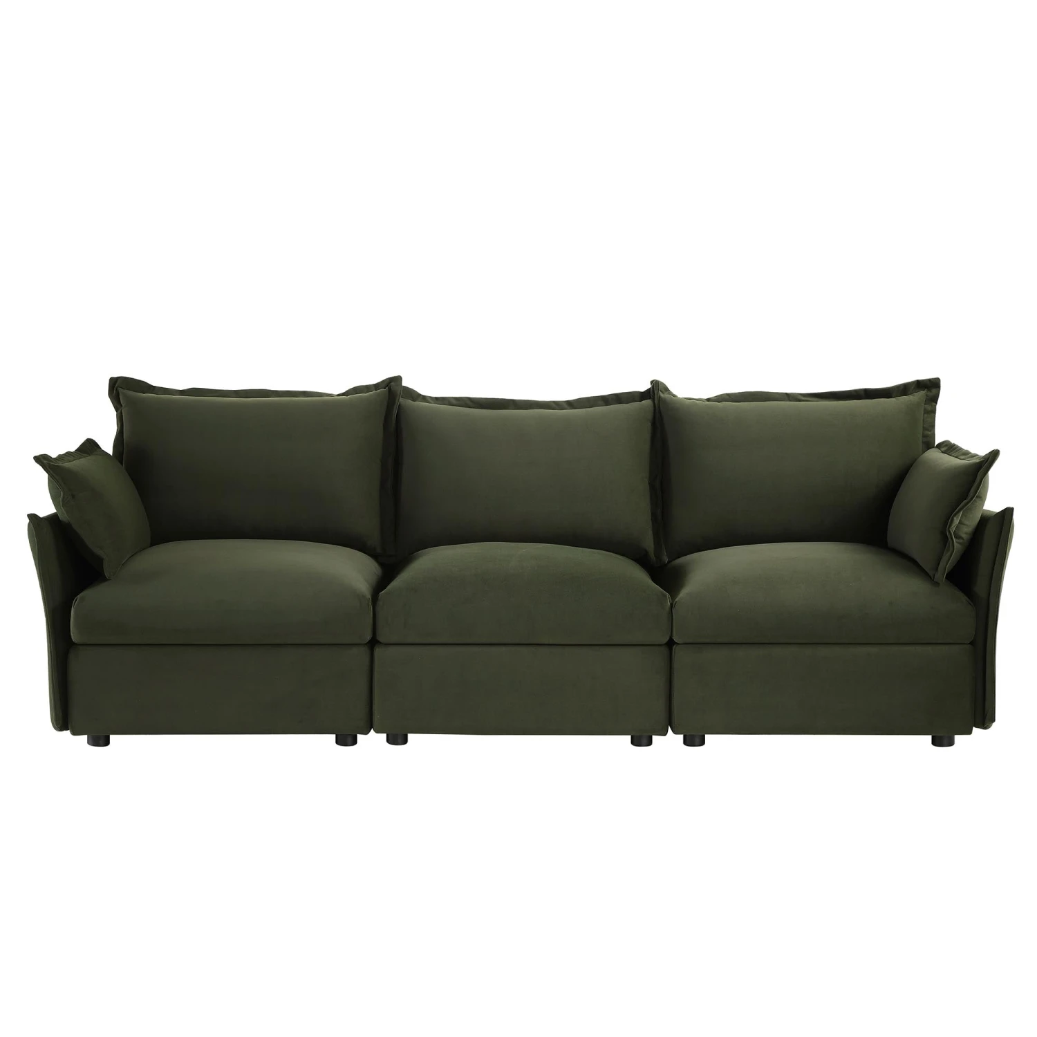 Byron Pillow Edge Moss Green Velvet Modular Sofa, 3-Seater 3 Byron Pillow Edge Moss Green Velvet Modular Sofa, 3-Seater - Image 3