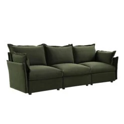 Byron Pillow Edge Moss Green Velvet Modular Sofa, 3-Seater 12 Byron Pillow Edge Moss Green Velvet Modular Sofa, 3-Seater -Daals Store BOSF 7053 MOSS VEL 3ST WB2
