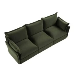 Byron Pillow Edge Moss Green Velvet Modular Sofa, 3-Seater 15 Byron Pillow Edge Moss Green Velvet Modular Sofa, 3-Seater -Daals Store BOSF 7053 MOSS VEL 3ST WB4