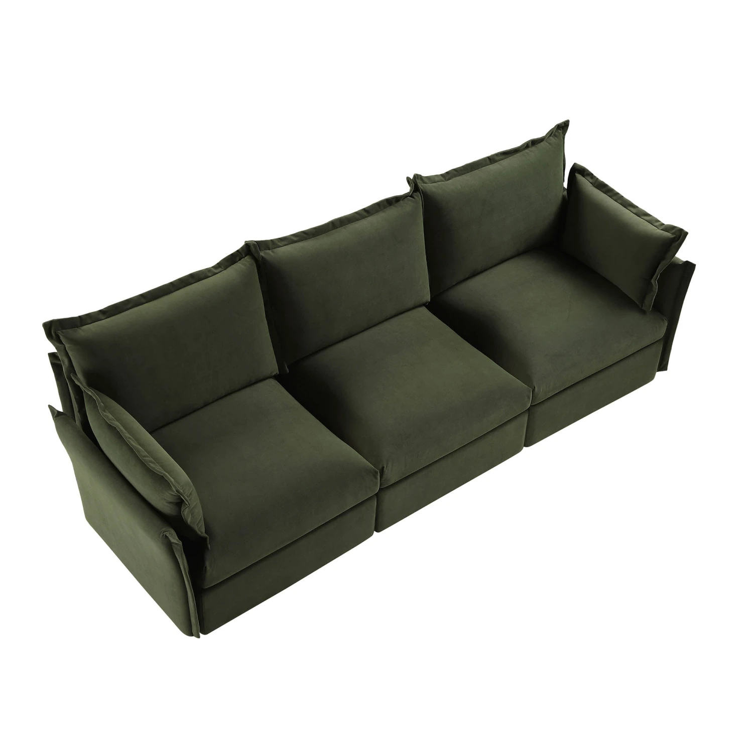 Byron Pillow Edge Moss Green Velvet Modular Sofa, 3-Seater 7 Byron Pillow Edge Moss Green Velvet Modular Sofa, 3-Seater - Image 7