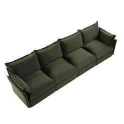 Byron Pillow Edge Moss Green Velvet Modular Sofa, 4-Seater -Daals Store BOSF 7053 MOSS VEL 4ST WB4