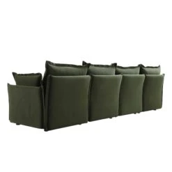 Byron Pillow Edge Moss Green Velvet Modular Sofa, 4-Seater -Daals Store BOSF 7053 MOSS VEL 4ST WB6