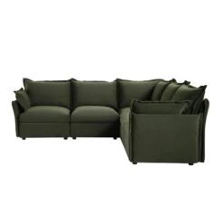 Byron Pillow Edge Moss Green Velvet Modular Sofa, 5-Seater Corner -Daals Store BOSF 7053 MOSS VEL 5STCORNER WB4