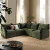 Byron Pillow Edge Moss Green Velvet Modular Sofa, 5-Seater Corner -Daals Store BOSF 7053 MOSS VEL 5STCORNER main
