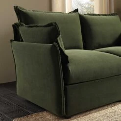 Byron Pillow Edge Moss Green Velvet Modular Sofa, 5-Seater Corner -Daals Store BOSF 7053 MOSS VEL 5STCORNER scene1