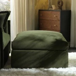 Byron Moss Green Velvet Fabric Pouffe 7 Byron Moss Green Velvet Fabric Pouffe -Daals Store BOSF 7053 MOSS VEL STOOL scene1
