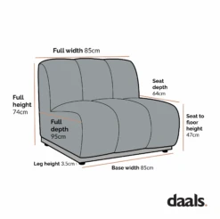 Granvia Taupe Boucle Modular Sofa, 1-Seater Armless Sofa 19 Granvia Taupe Boucle Modular Sofa, 1-Seater Armless Sofa -Daals Store BOSF 9381 1ST CHART 2