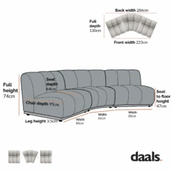 Granvia Taupe Boucle Modular Sofa, 3-Seater Corner Sofa -Daals Store BOSF 9381 3ST CORNER CHART 2