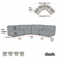 Granvia Taupe Boucle Modular Sofa, 4-Seater Large Corner Sofa 16 Granvia Taupe Boucle Modular Sofa, 4-Seater Large Corner Sofa -Daals Store BOSF 9381 4ST CORNER CHART 2