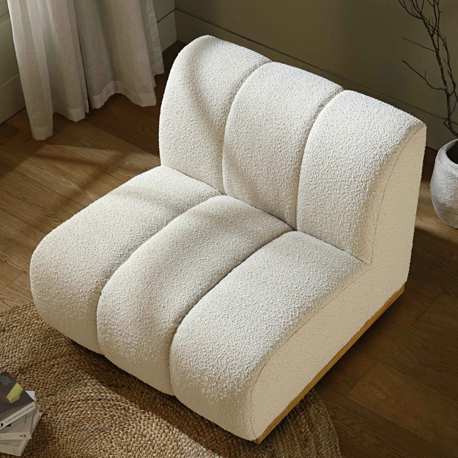 Granvia Ecru Boucle Modular Sofa, 1-Seater Armless Sofa 2 Granvia Ecru Boucle Modular Sofa, 1-Seater Armless Sofa - Image 2