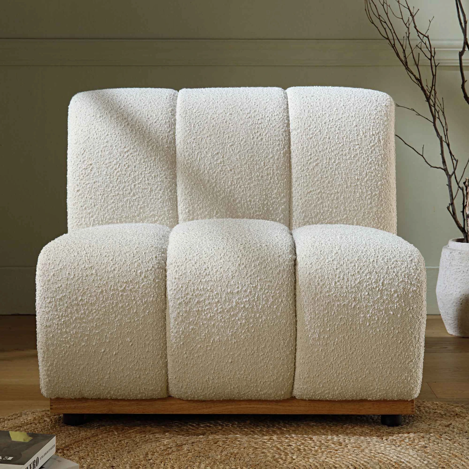 Granvia Ecru Boucle Modular Sofa, 1-Seater Armless Sofa 3 Granvia Ecru Boucle Modular Sofa, 1-Seater Armless Sofa - Image 3