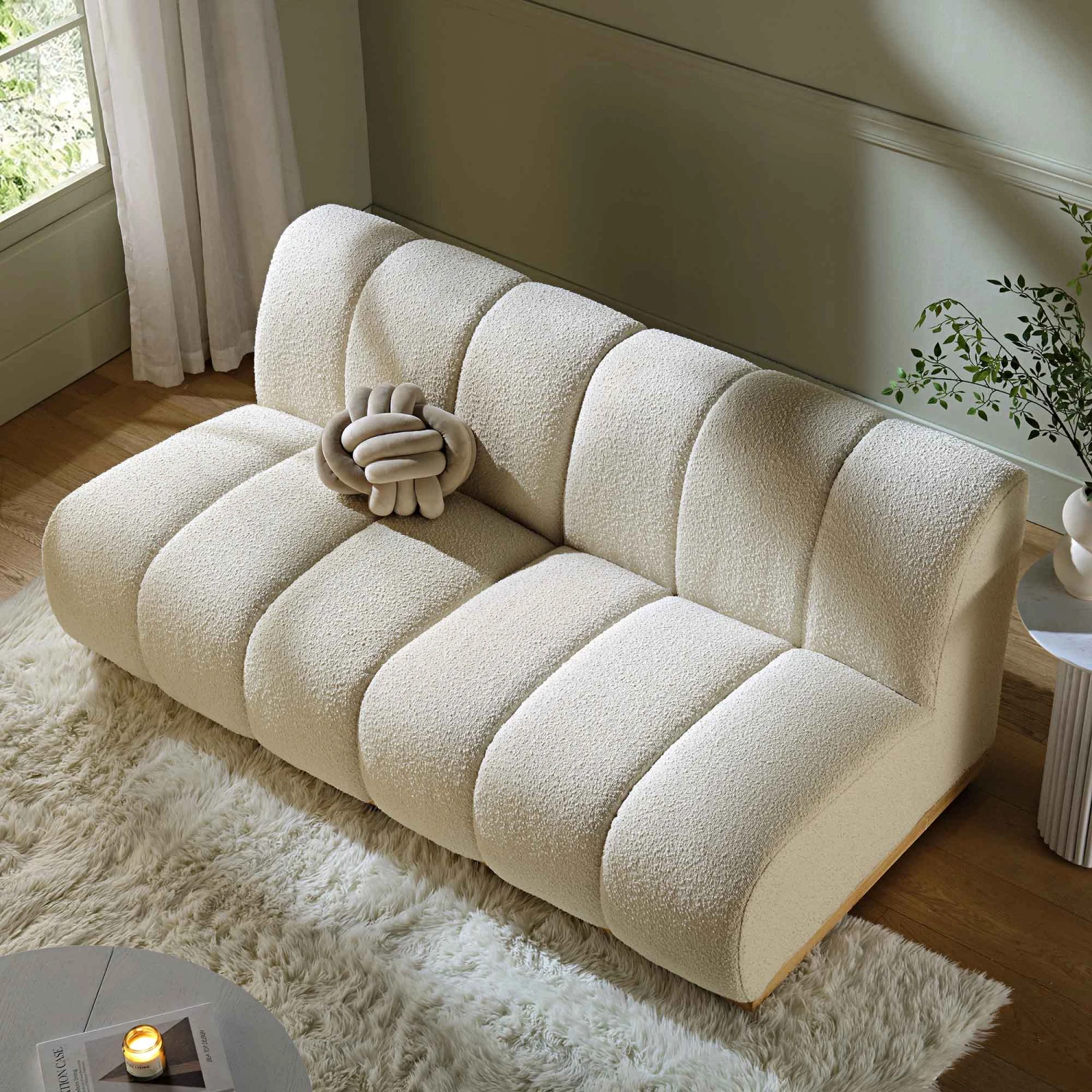 Granvia Ecru Boucle Modular Sofa, 2-Seater Sofa 2 Granvia Ecru Boucle Modular Sofa, 2-Seater Sofa - Image 2