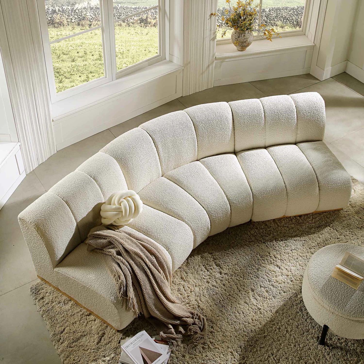 Granvia Ecru Boucle Modular Sofa, 3-Seater Corner Sofa 1 Granvia Ecru Boucle Modular Sofa, 3-Seater Corner Sofa