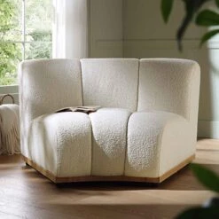 Granvia Ecru Boucle Modular Sofa, 1-Seater Curved Sofa 13 Granvia Ecru Boucle Modular Sofa, 1-Seater Curved Sofa -Daals Store BOSF 9381 BEIGE BOU CORNER scene1