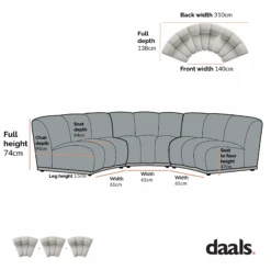 Granvia Ecru Boucle Modular Sofa, 3-Seater Curved Sofa 16 Granvia Ecru Boucle Modular Sofa, 3-Seater Curved Sofa -Daals Store BOSF 9381 CURVED 3ST CHART 1