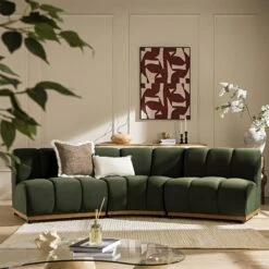 Granvia Moss Green Velvet Modular Sofa, 3-Seater Corner Sofa 16 Granvia Moss Green Velvet Modular Sofa, 3-Seater Corner Sofa -Daals Store BOSF 9381 MOSS VEL 3ST CORNER scene2