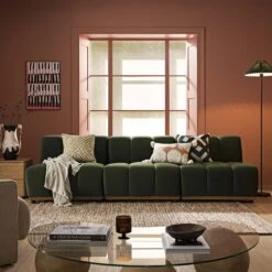 Granvia Moss Green Velvet Modular Sofa, 3-Seater Sofa 15 Granvia Moss Green Velvet Modular Sofa, 3-Seater Sofa -Daals Store BOSF 9381 MOSS VEL 3ST scene1