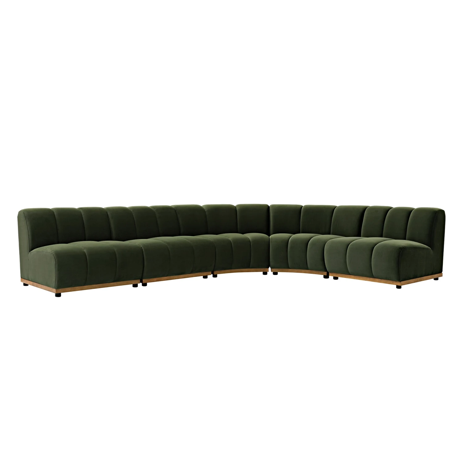 Granvia Moss Green Velvet Modular Sofa, 5-Seater Grand L-Shaped Sofa 4 Granvia Moss Green Velvet Modular Sofa, 5-Seater Grand L-Shaped Sofa - Image 4