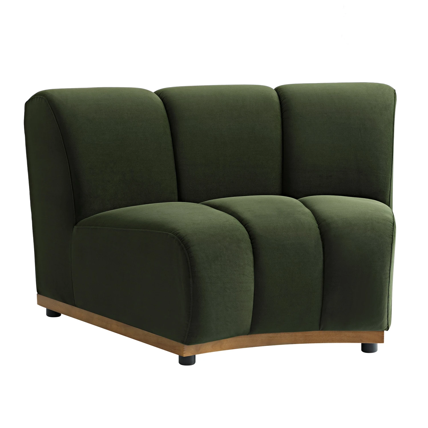 Granvia Moss Green Velvet Modular Sofa, 1-Seater Curved Sofa 4 Granvia Moss Green Velvet Modular Sofa, 1-Seater Curved Sofa - Image 4