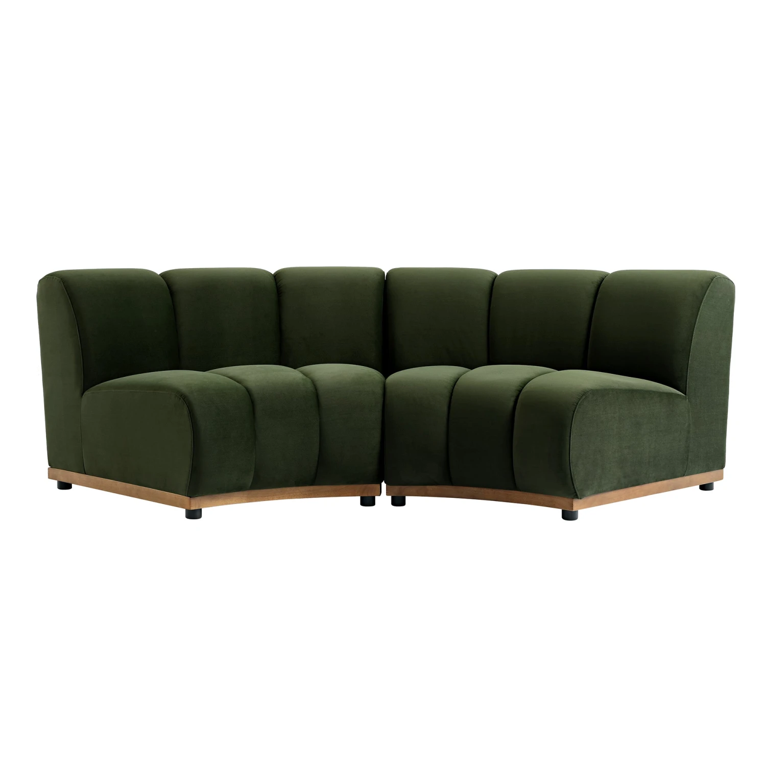 Granvia Moss Green Velvet Modular Sofa, 2-Seater Curved Sofa 6 Granvia Moss Green Velvet Modular Sofa, 2-Seater Curved Sofa - Image 6
