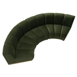 Granvia Moss Green Velvet Modular Sofa, 3-Seater Curved Sofa -Daals Store BOSF 9381 MOSS VEL CURVED 3ST WB1