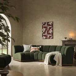 Granvia Moss Green Velvet Modular Sofa, 3-Seater Curved Sofa -Daals Store BOSF 9381 MOSS VEL CURVED 3ST scene1