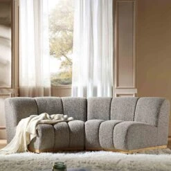 Granvia Taupe Boucle Modular Sofa, 2-Seater Curved Sofa 13 Granvia Taupe Boucle Modular Sofa, 2-Seater Curved Sofa -Daals Store BOSF 9381 TAUPE BOU CURVED 2ST scene2