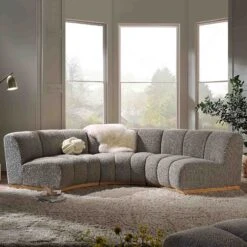 Granvia Taupe Boucle Modular Sofa, 3-Seater Curved Sofa -Daals Store BOSF 9381 TAUPE BOU CURVED 3ST scene1