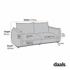 Gianni Two Seater Sofa, Moss Green Velvet 23 Gianni Two Seater Sofa, Moss Green Velvet -Daals Store BOSF 9678 2ST CHART 2