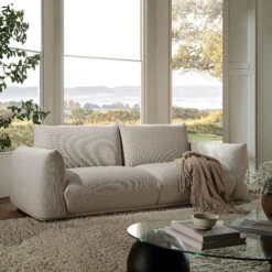 Gianni Three Seater Sofa, Beige Woven Fabric 17 Gianni Three Seater Sofa, Beige Woven Fabric -Daals Store BOSF 9678 BEIGE WOV 3ST scene1