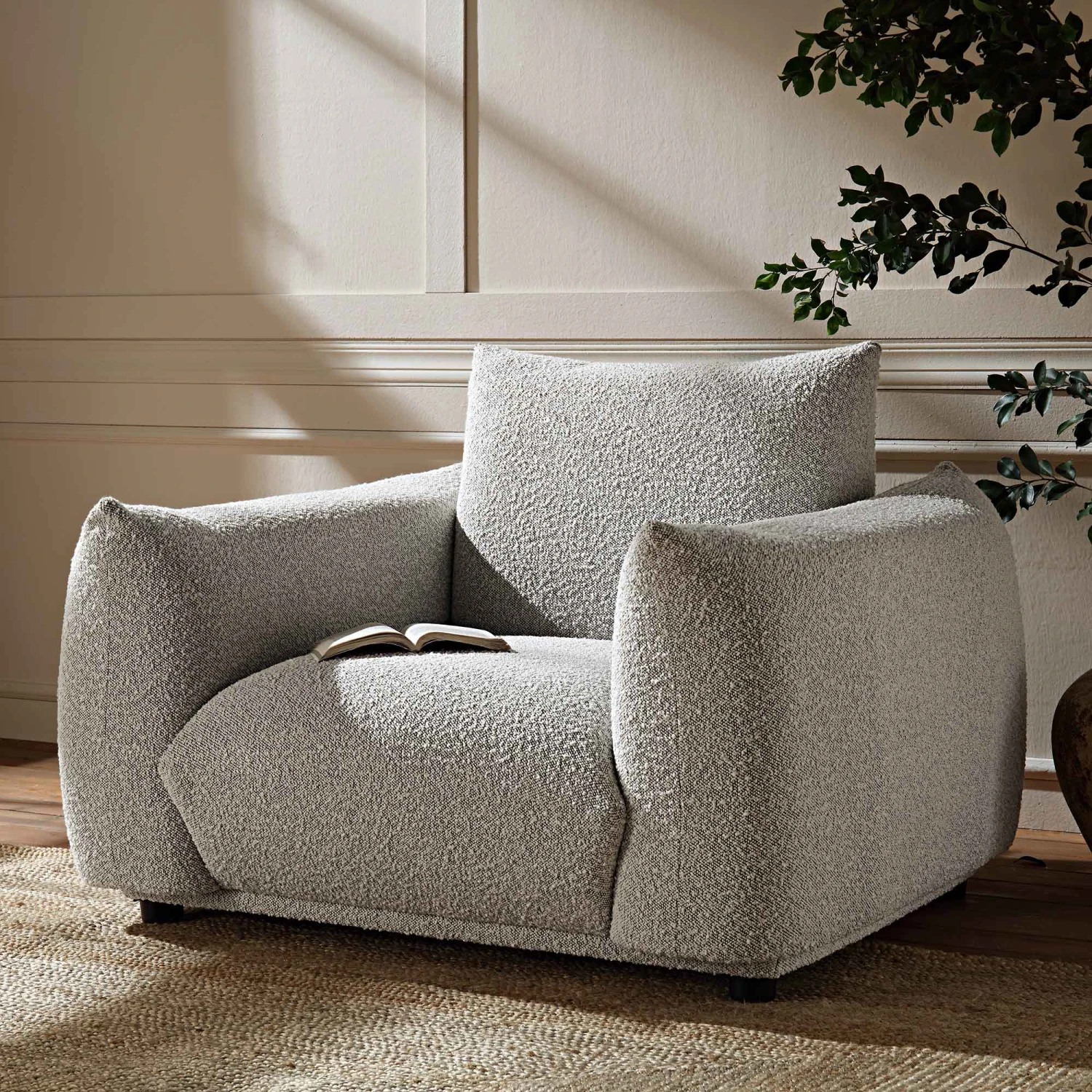 Gianni Armchair, Mist Grey Boucle 1 Gianni Armchair, Mist Grey Boucle