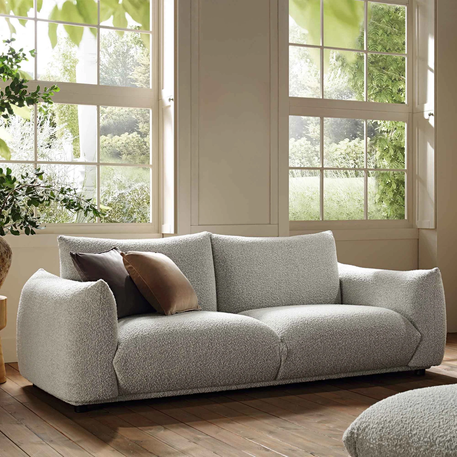 Gianni Three Seater Sofa, Mist Grey Boucle 2 Gianni Three Seater Sofa, Mist Grey Boucle - Image 2