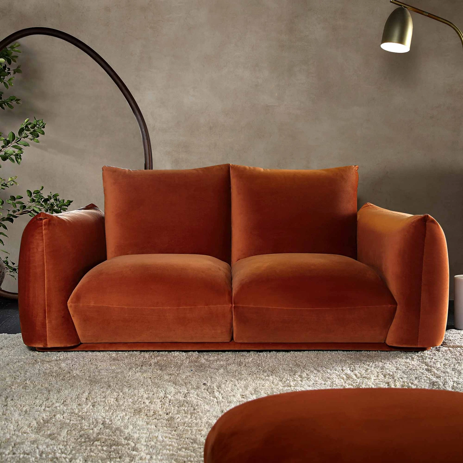 Gianni Two Seater Sofa, Rust Velvet 2 Gianni Two Seater Sofa, Rust Velvet - Image 2