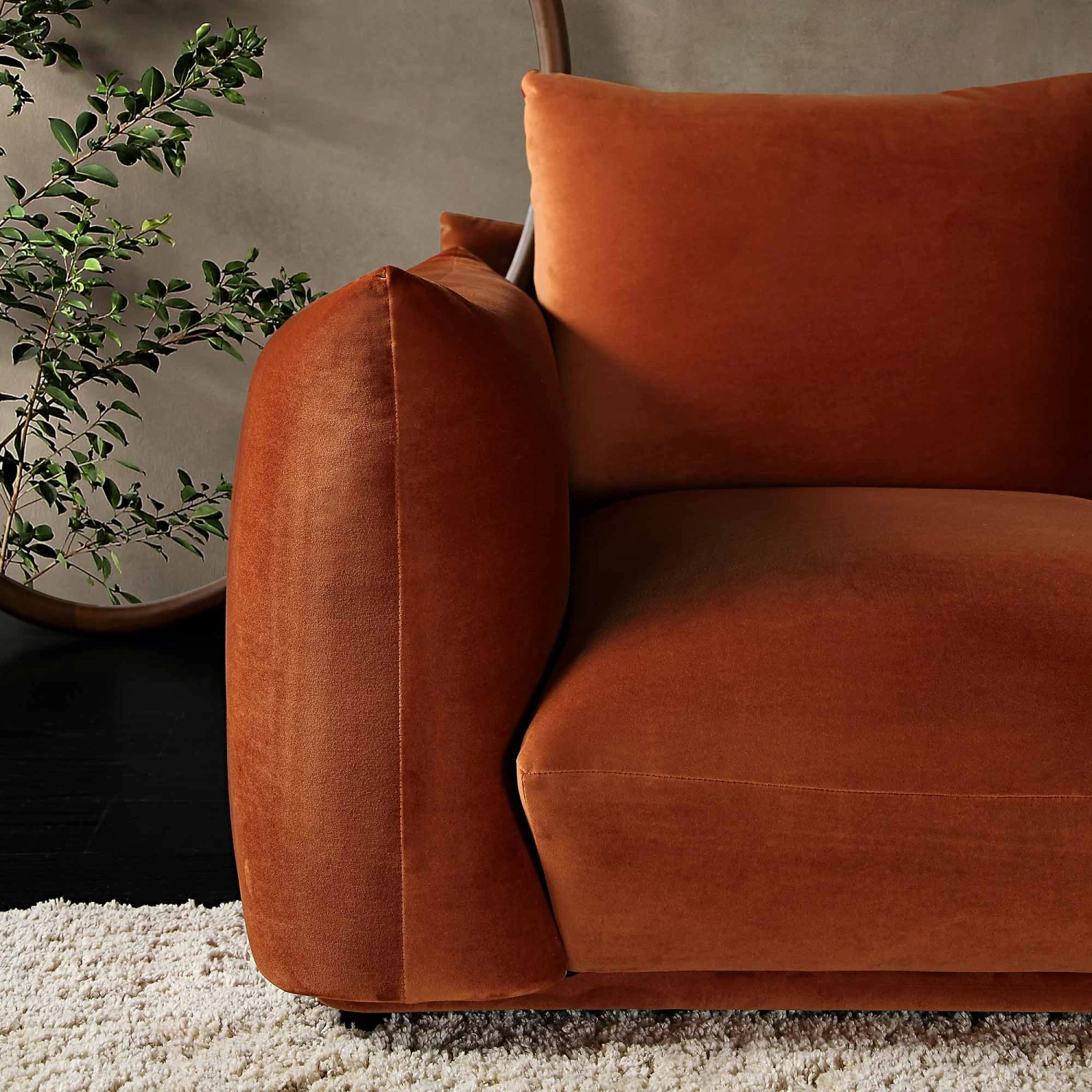 Gianni Two Seater Sofa, Rust Velvet 3 Gianni Two Seater Sofa, Rust Velvet - Image 3