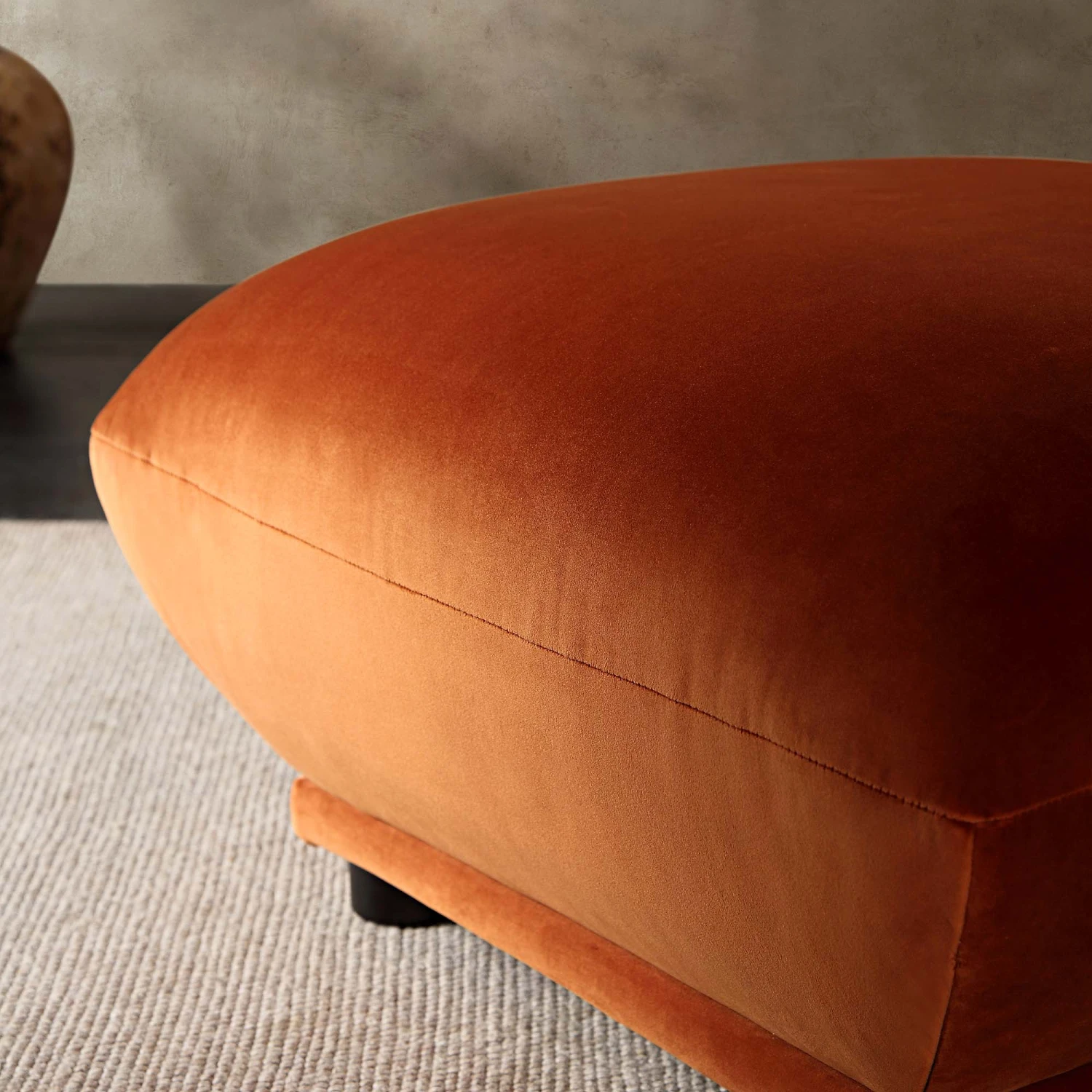 Gianni Pouffe, Rust Velvet 4 Gianni Pouffe, Rust Velvet - Image 4
