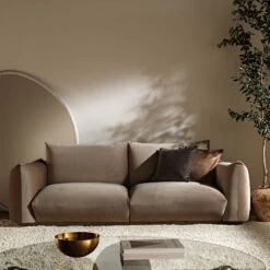Gianni Three Seater Sofa, Mink Velvet 15 Gianni Three Seater Sofa, Mink Velvet -Daals Store BOSF 9678 TAUPE VEL 3ST scene1