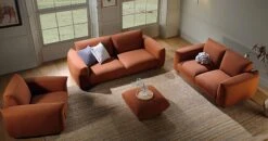 Gianni Two Seater Sofa, Terracotta Fabric -Daals Store BOSF 9678 TERRA LIN 2ST group scene