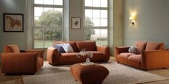 Gianni Three Seater Sofa, Terracotta Fabric 19 Gianni Three Seater Sofa, Terracotta Fabric -Daals Store BOSF 9678 TERRA LIN 3ST group scene