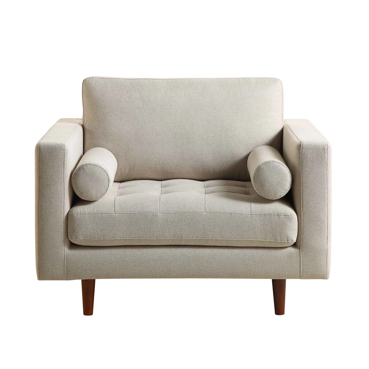 Henrietta Armchair, Beige Woven Fabric 4 Henrietta Armchair, Beige Woven Fabric - Image 4