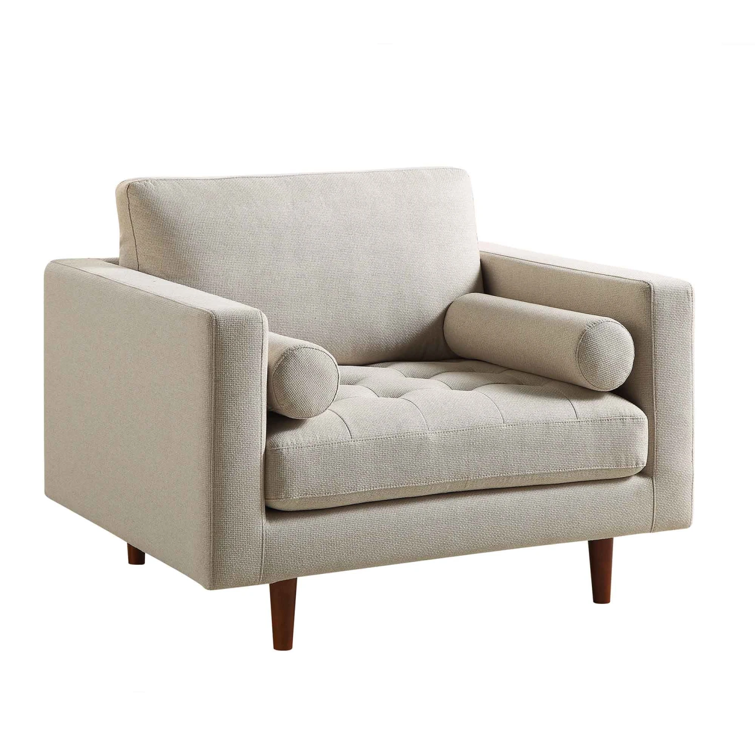 Henrietta Armchair, Beige Woven Fabric 5 Henrietta Armchair, Beige Woven Fabric - Image 5
