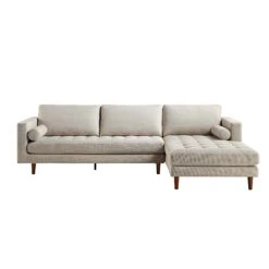 Henrietta Beige Woven Fabric Grand 4-Seater Chaise End Sofa, Right Hand Facing -Daals Store BOSF 9680 BEIGE WOV CHAISE RHF WB2